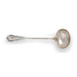 A Victorian Silver Soup-Ladle, by George Adams, London, 1872, Lily pattern, engraved with a crest,