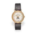 An 18 Carat Gold Triple Calendar Moonphase Wristwatch, signed Vacheron Constantin, Geneve, model: