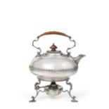 A George V Silver Kettle, Stand and Lamp, by Elkington, Birmingham, 1919, compressed globular and