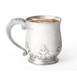 A George V Silver Mug, by Adie Brothers, Birmingham, 1932, baluster and on spreading foot, the lower