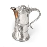 A George III Old Sheffield Plate Flagon, Apparently Unmarked, Circa 1800, tapering cylindrical and