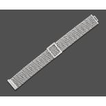An 18 Carat White Gold Diamond Bracelet, formed as a belt and buckle, the herringbone link
