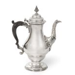 A George II Silver Coffee-Pot, Maker's Mark Possibly IK Overstriking Another, London, 1759, pear-