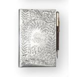 A Victorian Silver-Mounted Card-Case, by Sampson Mordan and Co., London, 1879, oblong, the hinged
