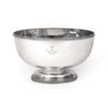 An Edward VII Silver Bowl, by Theodore Rossi, London, 1908, plain circular and on spreading foot,