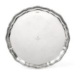 An Edward VII Silver Salver, by Philip Hanson Abbot, Sheffield, 1908, shaped circular and on four
