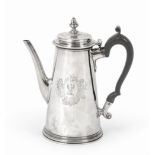 A George II Silver Coffee-Pot, by Benjamin Godfrey, London, 1738, tapering cylindrical and with
