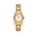 A Lady's 18 Carat Gold Diamond Set Automatic Calendar Centre Seconds Wristwatch, signed Rolex,