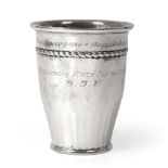 A Danish Silver Beaker, by Carl M Cohr, 1935, tapering and with part-fluted lower body, engraved