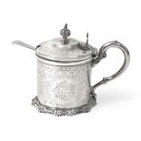 A Victorian Silver Mustard-Pot, by William Evans, London, 1871, cylindrical and with spreading