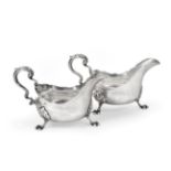 A Pair of George II Silver Sauceboats, by Isaac Cookson, Newcastle, 1754, each oval and on three