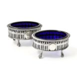 A Pair of George III Silver Salt-Cellars, by John Young and Co., Sheffield, 1780, each oval and on