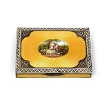 An Austro-Hungarian Silver-Gilt and Enamel Box, Maker's Mark IT, Circa 1900, oblong, the hinged