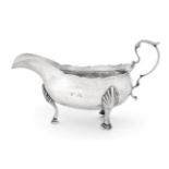 A George III Silver Cream-Boat, by John Langlands, Newcastle, Circa 1800, boat-shaped and on three