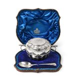 A Victorian Silver Christening Bowl and Spoon, The Bowl by John Bodman Carrington, Overstriking