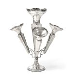 A George V Silver Vase, by James Clark and John Sewell, Chester, 1926, the central vase fluted