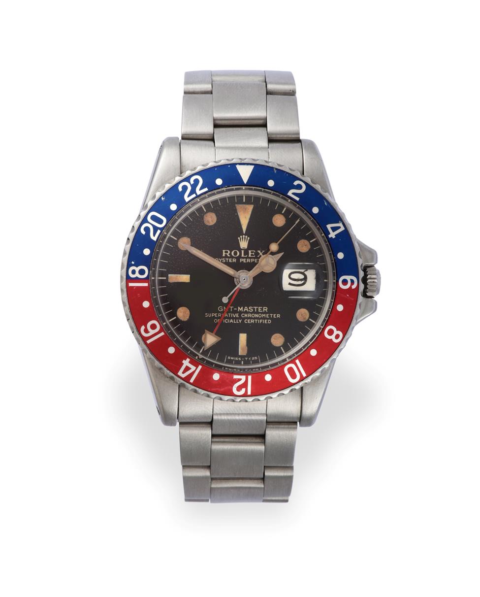 A Rare Stainless Steel Automatic Calendar Centre Seconds Dual Time Zone ''Pepsi'' Bezel