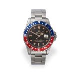 A Rare Stainless Steel Automatic Calendar Centre Seconds Dual Time Zone ''Pepsi'' Bezel