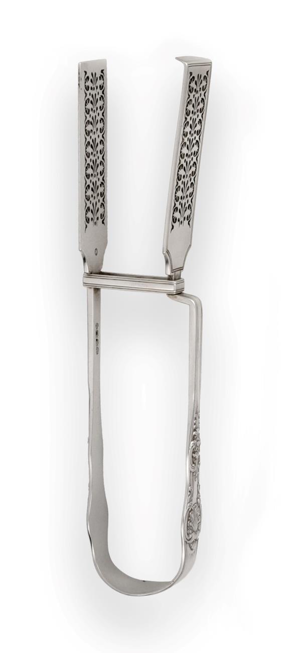 A Pair of George IV Silver Asparagus-Tongs, by William Eaton, London, 1828, Queen's pattern,