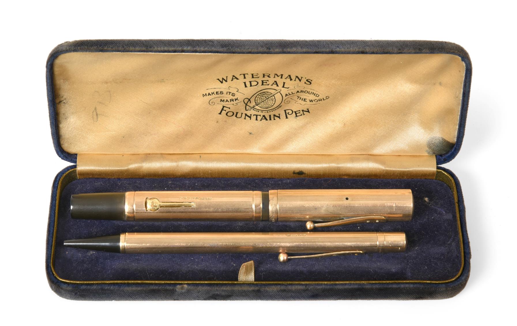 A George V Gold Waterman's Ideal Propelling-Pencil and an Edward VIII Waterman's Ideal Gold