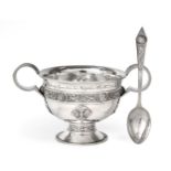 A George V Silver Christening-Bowl and Spoon, by the Goldsmiths and Silversmiths Co. Ltd., London,