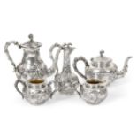 A Five-Piece Chinese Export Silver Tea and Coffee-Service, by Luen Wo, Shanghai, Late 19th/Early