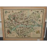 Clark (Estra) Historic York, York: Ben Johnson, 1947, colour map, sheet approx 540mm x 660mm, one