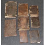 Holy Bibles A small collection of eight early books including bibles, all leather bound, including
