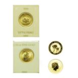 Australia, 2 x 15 Dollars, 1/10 oz .9999 Gold Coins featuring the 1987 'gold nugget' and 2004 '