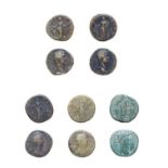 5 x Roman Brass Sestertii consisting of: 2 x Hadrian (117 - 138 A.D.), Revs: Moneta, Hilaritas. Good