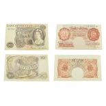 2 x Great Britain Uncirculated Notes consisting of: 10 Shilling Note. 1948 - 1960. Brown -deep brown