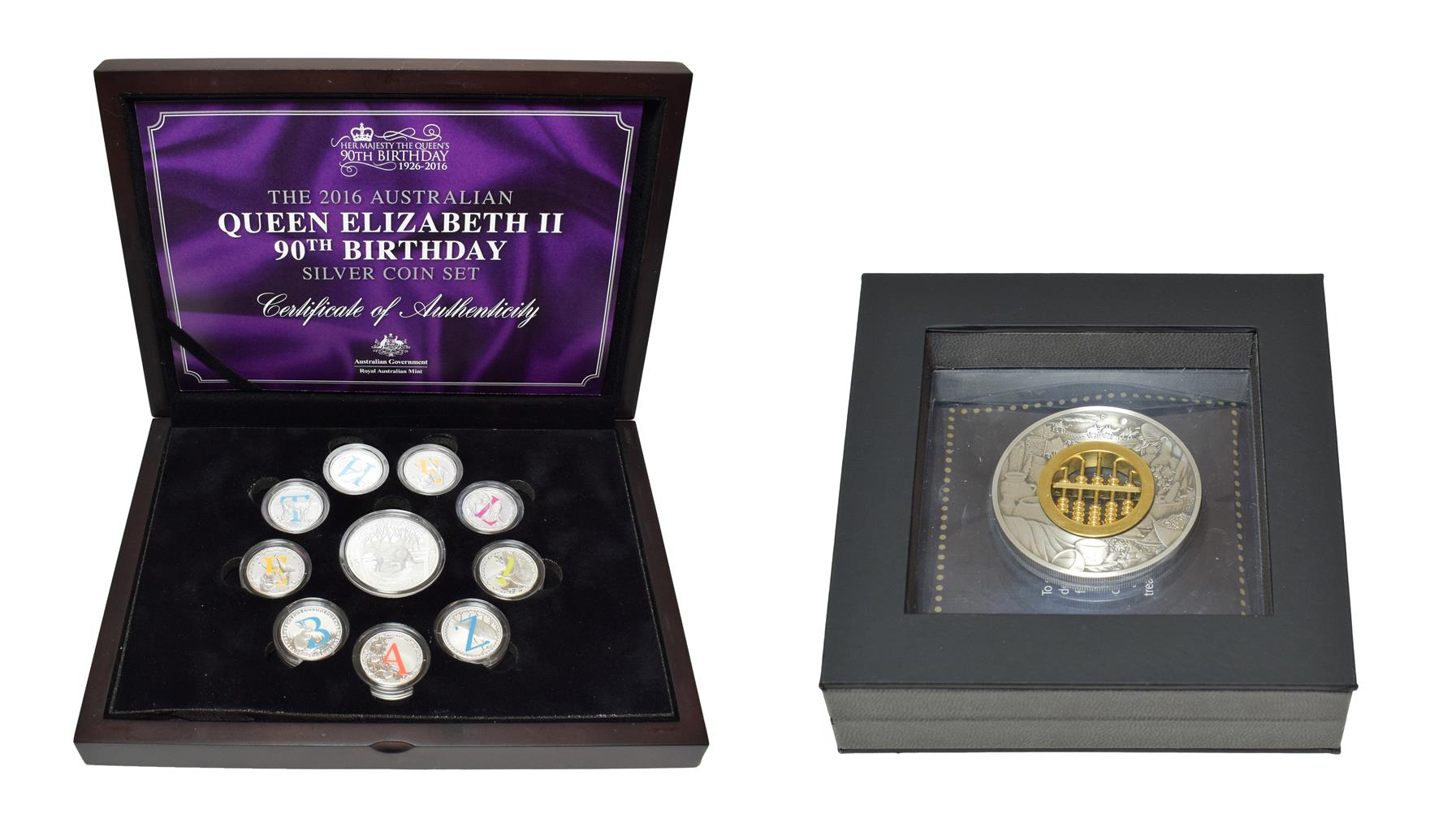 Australia, 'Silver Coin Set, Queen Elizabeth II 90th Birthday 2016' a 10-coin commemorative set