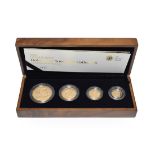 Elizabeth II, 4-Coin Gold Proof Sovereign Collection 2008 comprising: £5, double sovereign,