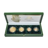 Elizabeth II, 4-Coin Gold Proof Sovereign Collection 2005 comprising: £5, double sovereign,