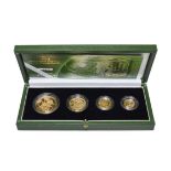 Elizabeth II, 4-Coin Gold Proof Sovereign Collection 2003 comprising: £5, double sovereign,