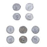 5 x Imperial Silver Denarii consisting of: Septimius Severus, 193 - 211 A.D. 3.03g, 18.7mm, 12h.