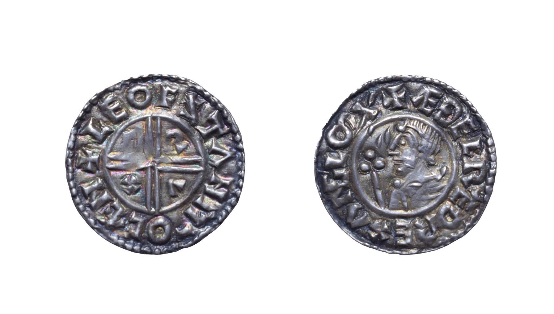 Aethelred II, 978 - 1016, Canterbury Mint Penny. 1.34g, 20.4mm, 6h. CRUX type, Leofstan at