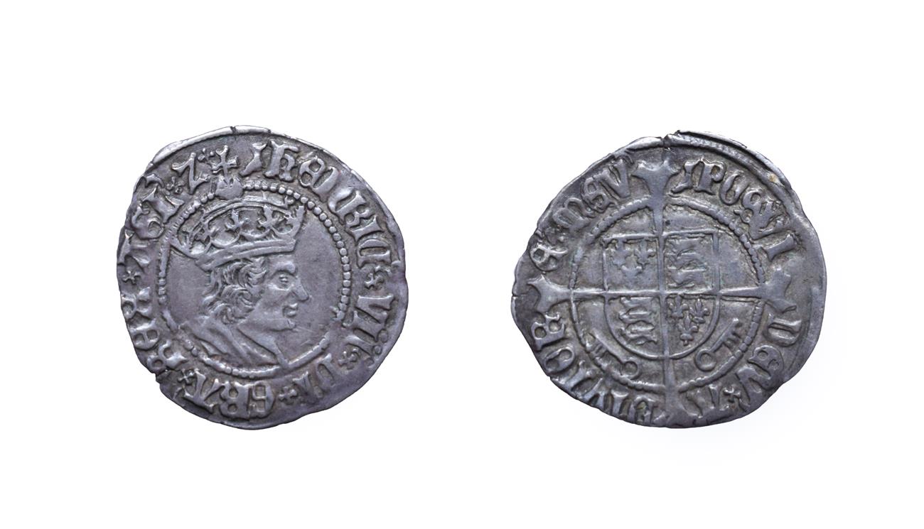 Henry VII, 1502 - 1504 Halfgroat. 1.32g, 21.2mm, 12h. Mintmark pheon, York mint, profile issue,