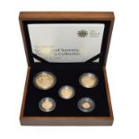 Elizabeth II, 5-Coin Gold Proof Sovereign Collection 2009 comprising: £5, double sovereign,