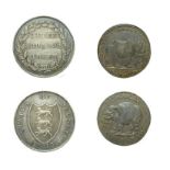 2 x English Tokens consisting of a Jersey, 1813 three shillings token. Obv: Arms of Jersey, dated