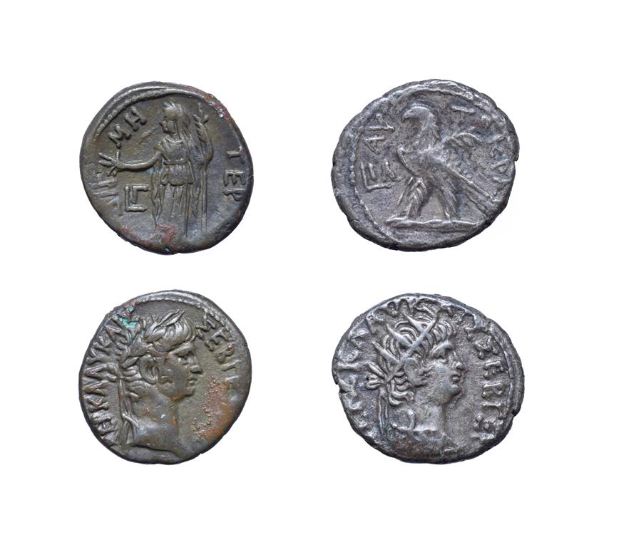 2 x Nero, Billon Tetradrachms, Egypt, Alexandria, 58-68 A.D. 12.79g, 25.4mm, 1h. Obv: Laureate