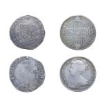 2 x British silver coins consisting of: Charles II, 1660-02 halfcrown, mm crown. Third hammered