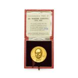 Sir Winston Churchill Commemorative Medal By John Pinches, 1965. 44g of 22ct. gold. Obv: WINSTON