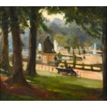 Alexander Jamieson (1873-1937) Scottish Resting on a bench, Tuileries Gardens, Paris Oil on panel,