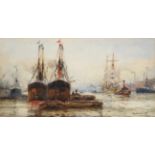 Frederick William Scarborough (1860-1939) ''Off Woolwich, London'' Signed and inscribed, watercolour