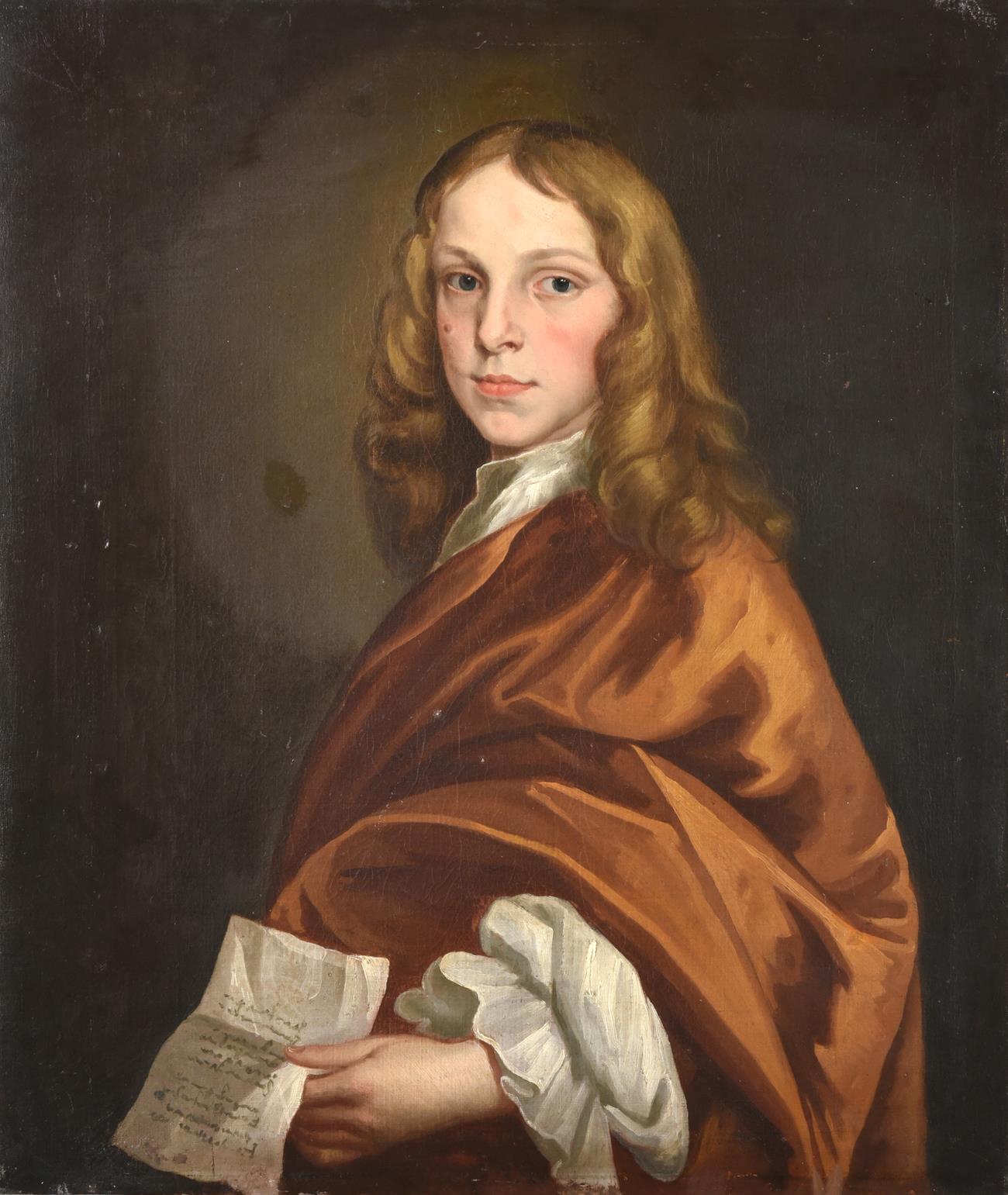 Circle of Sir Godfrey Kneller (1646-1723) Portrait of a boy of the Killigrew family, holding a