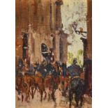 Alexander Jamieson (1873-1937) Scottish Cavalry, Paris Oil on panel, 16cm by 11.5cm Provenance: