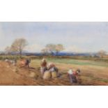 John Atkinson (1863-1924) Ploughing the field Signed, watercolour, 27cm by 45.5cm . Images of