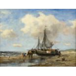 Johan Frederick Cornelis Scherrewitz (1886-1951) Dutch ''Low Tide, Scheveningen'' Signed, oil on