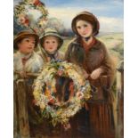 Thomas Falcon Marshall (1818-1878) Children with May Day garlands Initialled and dated 1860, oil